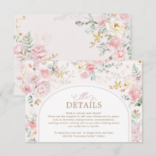 Carte D'accompagnement Détails de fleurs de roses de teint rose tendre et