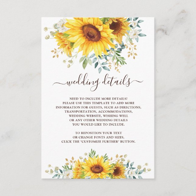 Carte D'accompagnement Détails de jardin de tournesols à l'aquarelle simp (Devant)