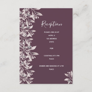 Carte D'accompagnement Détails de la réception de mariage cassis violet b