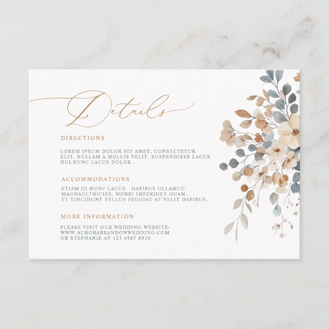 Carte D'accompagnement Détails de l'aquarelle florale moelleuse (Devant)