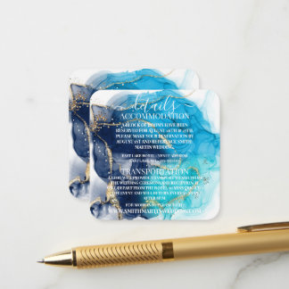 Carte D'accompagnement Détails de l'encre alcoolique bleu or personnalisé