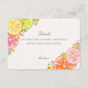 Carte D'accompagnement Détails de l'événement Little Cutie Citrus Floral