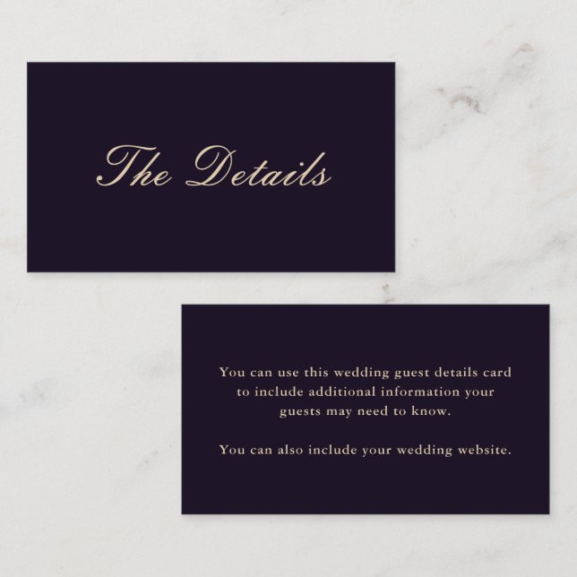Carte D'accompagnement Détails de l'invité du Mariage Violet le plus prof (Devant / Derrière)