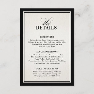 Carte D'accompagnement Détails de luxe chic noir moderne de l'argent anci