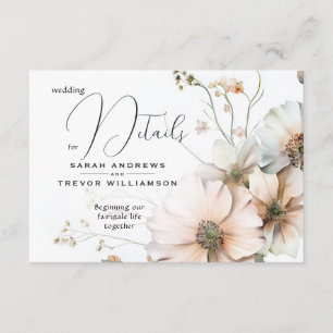 Carte D'accompagnement Détails de mariage à fleur sauvage rose tendre aqu