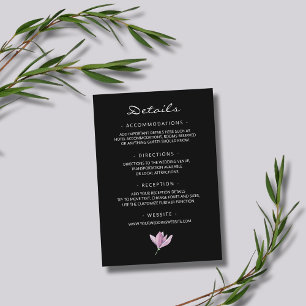 Carte D'accompagnement Détails de mariage à la magnolia pourpre sur fond