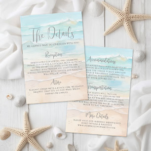 Carte D'accompagnement Détails de mariage à la plage aquarelle