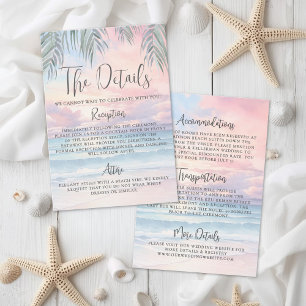 Carte D'accompagnement Détails de mariage à la plage aquarelle