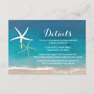 Carte D'accompagnement Détails de mariage à la plage aux étoiles de mer