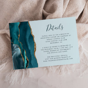 Carte D'accompagnement Détails de mariage à l'agate bleu sarcelle moderne