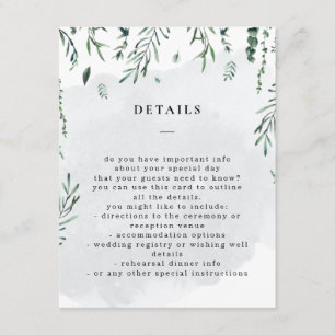 Carte D'accompagnement Détails de mariage à l'aquarelle des feuilles tomb