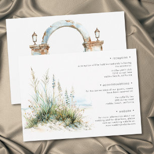 Carte D'accompagnement Détails de mariage à l'aquarelle moderne de plage 