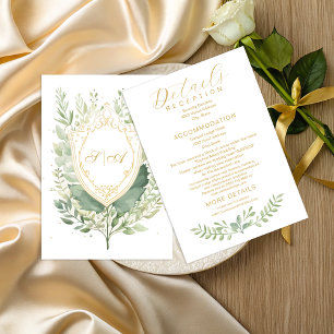 Carte D'accompagnement Détails de mariage à l'aquarelle rustique de verdu