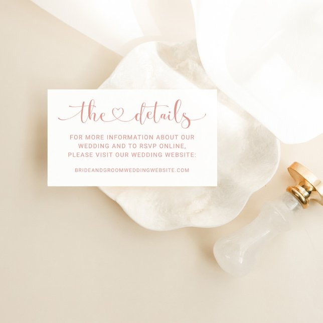 Carte D'accompagnement Détails de mariage à l'écriture cursive cœur en or (Créateur téléchargé)