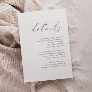 Carte D'accompagnement Détails de mariage à l'écriture grise élégante et