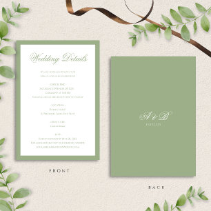 Carte D'accompagnement Détails de mariage à l'encre verte classique avec