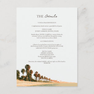 Carte D'accompagnement Détails de mariage à Malibu Palm Beach au coucher 