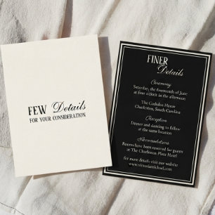 Carte D'accompagnement Détails de mariage à monogramme fantaisie noir à l
