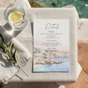 Carte D'accompagnement Détails de mariage à Santorin   Bord de mer médite