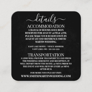 Carte D'accompagnement Détails de mariage à texture grunge noire personna