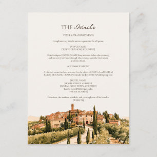 Carte D'accompagnement Détails de mariage à Warm Ochre Tuscan Hill Town I