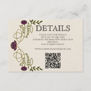 Carte D'accompagnement Détails de mariage Art Nouveau de teinte joyau Sit