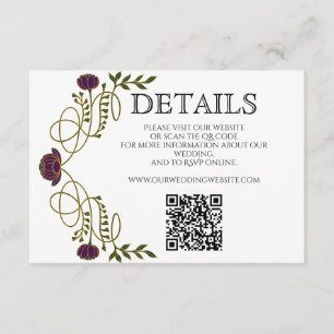 Carte D'accompagnement Détails de mariage Art Nouveau de ton bijou Site W