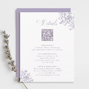 Carte D'accompagnement Détails de mariage au lavande de jardin Classic Bl