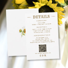Carte D'accompagnement Détails de mariage au tournesol de campagne Enclos