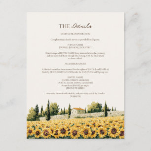 Carte D'accompagnement Détails de mariage au tournesol de la campagne tos