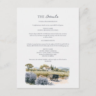 Carte D'accompagnement Détails de mariage au vignoble de Provence inclus
