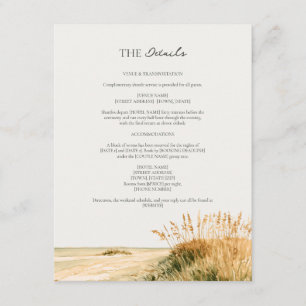 Carte D'accompagnement Détails de mariage aux dunes d'avoine de mer de Sa