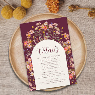 Carte D'accompagnement Détails de mariage avec arche florale rustique aut