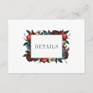 Carte D'accompagnement Détails de mariage avec cadre floral élégant