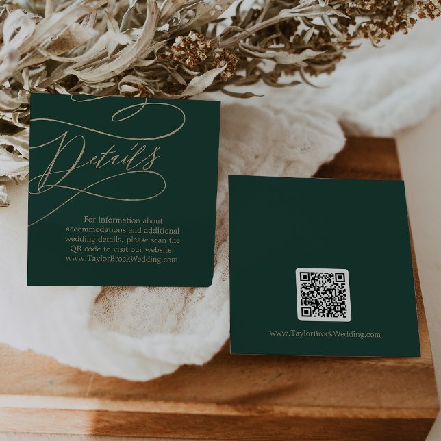 Carte D'accompagnement Détails de mariage avec code QR de calligraphie ve (Créateur téléchargé)