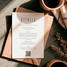 Détails de mariage avec code QR minimaliste simple