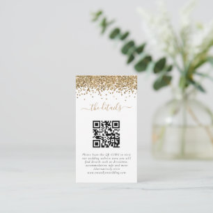 Carte D'accompagnement Détails de mariage avec code QR pailleté or miniat