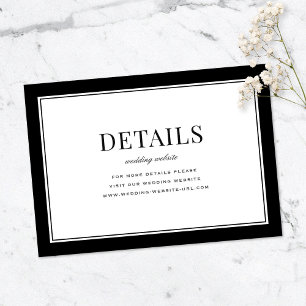 Carte D'accompagnement Détails de mariage avec typographie vintage noire
