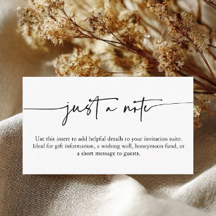 Carte D'accompagnement Détails de mariage avec un script minimaliste Just