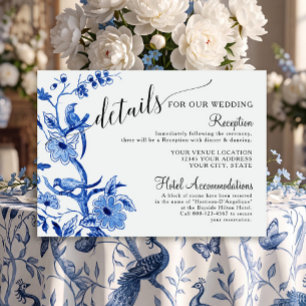 Carte D'accompagnement Détails de mariage bleu d'influence asiatique Chin
