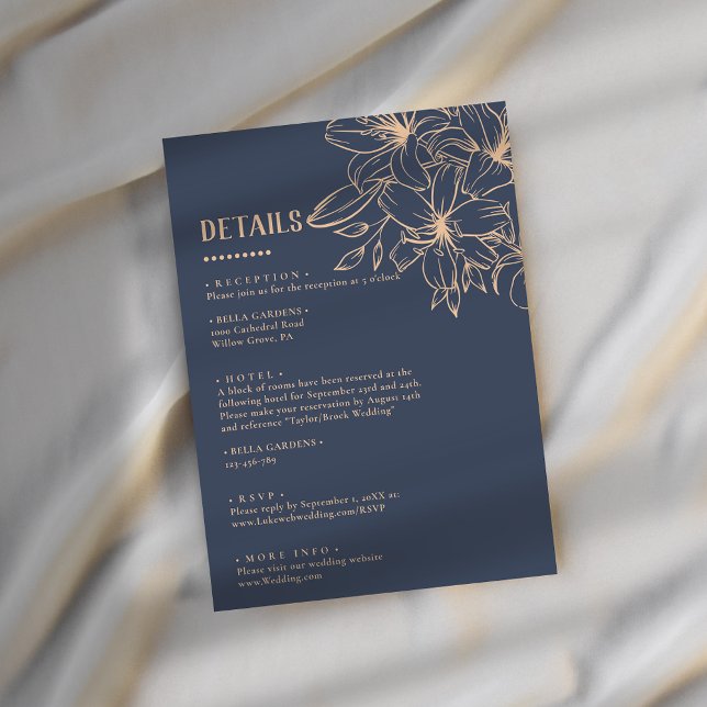 Carte D'accompagnement Détails de mariage bleu foncé doux (Créateur téléchargé)