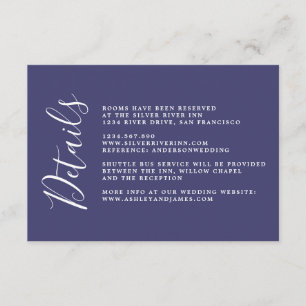 Carte D'accompagnement Détails de mariage bleu marine en calligraphie chi