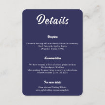 Détails de mariage bleu nuit 