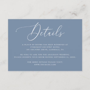 Carte D'accompagnement Détails de mariage bleu poussiéreux Hébergement