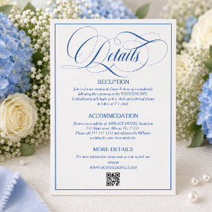 Carte D'accompagnement Détails de mariage bleu simple de luxe