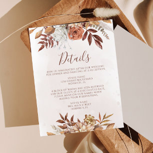 Carte D'accompagnement Détails de mariage bohème automnal Terracotta Rust
