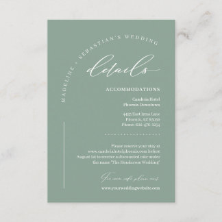 Carte D'accompagnement Détails de mariage Bohème Vert Sauge