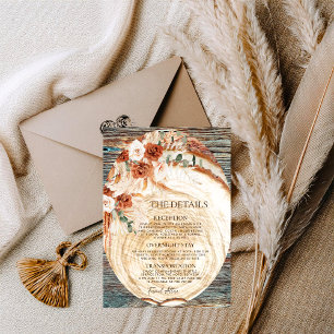 Carte D'accompagnement Détails de mariage Boho Pampas – Informations sur 