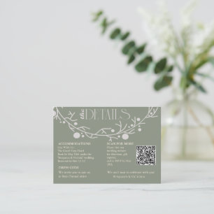 Carte D'accompagnement Détails de mariage botanique de lierre vert sauge