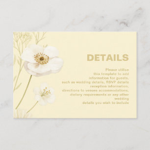 Carte D'accompagnement Détails de mariage botaniques élégants beurre jaun